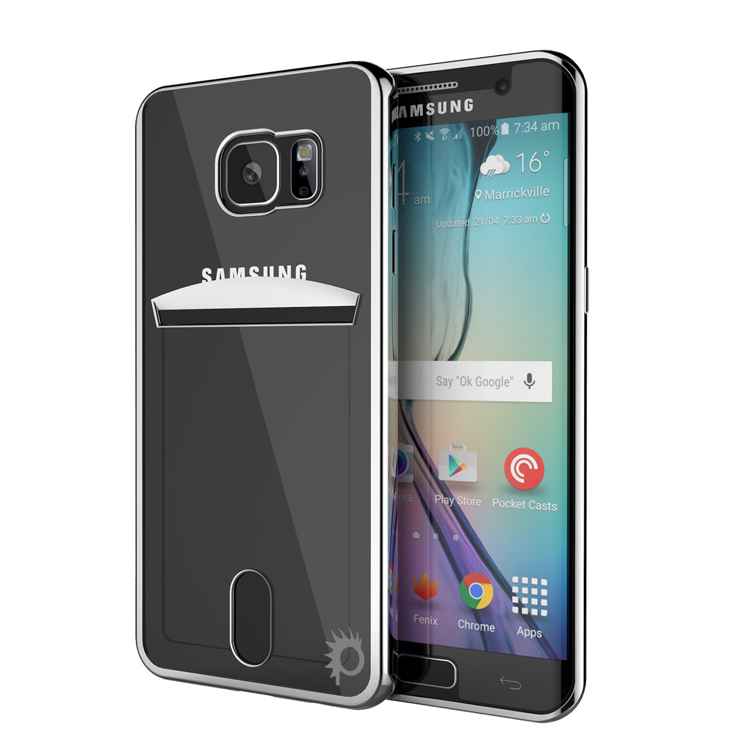 Galaxy S6 EDGE+ Plus Case, PUNKCASE® LUCID Silver Series | Card Slot | SHIELD Screen Protector (Color in image: Silver)