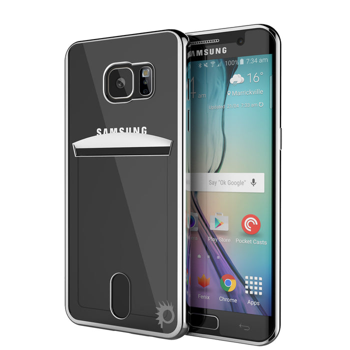 Galaxy S6 Case, PUNKCASE® LUCID Silver Series | Card Slot | SHIELD Screen Protector | Ultra fit (Color in image: Silver)