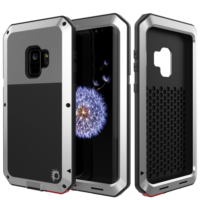 Galaxy S9 Metal Case, Heavy Duty Military Grade Rugged Armor Cover [shock proof] Hybrid Full Body Hard Aluminum & TPU Design [non slip] W/ Prime Drop Protection for Samsung Galaxy S9 [Silver] (Color in image: Silver)