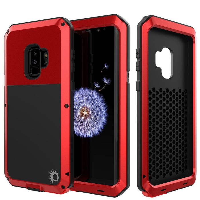Galaxy S9 Plus Metal Case, Heavy Duty Military Grade Rugged Armor Cover [shock proof] Hybrid Full Body Hard Aluminum & TPU Design [non slip] W/ Prime Drop Protection for Samsung Galaxy S9 Plus [Red] (Color in image: Red)