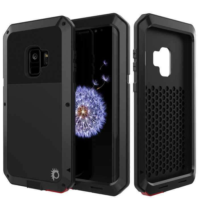 Galaxy S9 Metal Case, Heavy Duty Military Grade Rugged Armor Cover [shock proof] Hybrid Full Body Hard Aluminum & TPU Design [non slip] W/ Prime Drop Protection for Samsung Galaxy S9 [Black] (Color in image: Black)