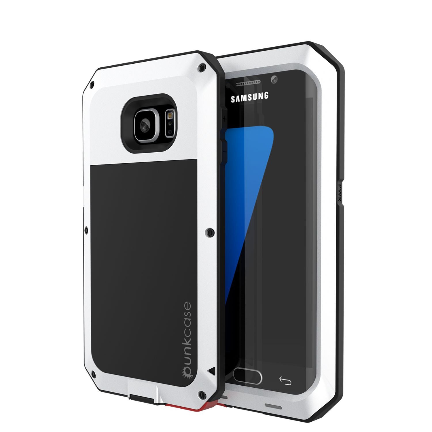 Galaxy S7 EDGE  Case, PUNKcase Metallic White Shockproof  Slim Metal Armor Case (Color in image: white)