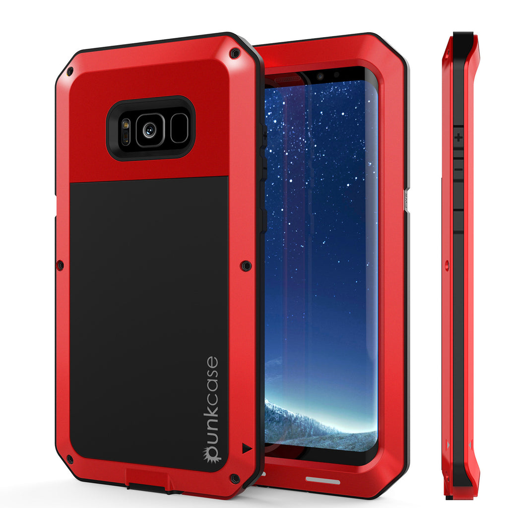 Galaxy S8+ Plus  Case, PUNKcase Metallic Red Shockproof  Slim Metal Armor Case (Color in image: red)