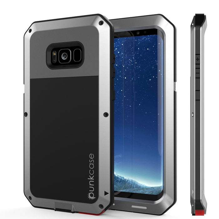 Galaxy Note 8  Case, PUNKcase Metallic Silver Shockproof  Slim Metal Armor Case (Color in image: silver)