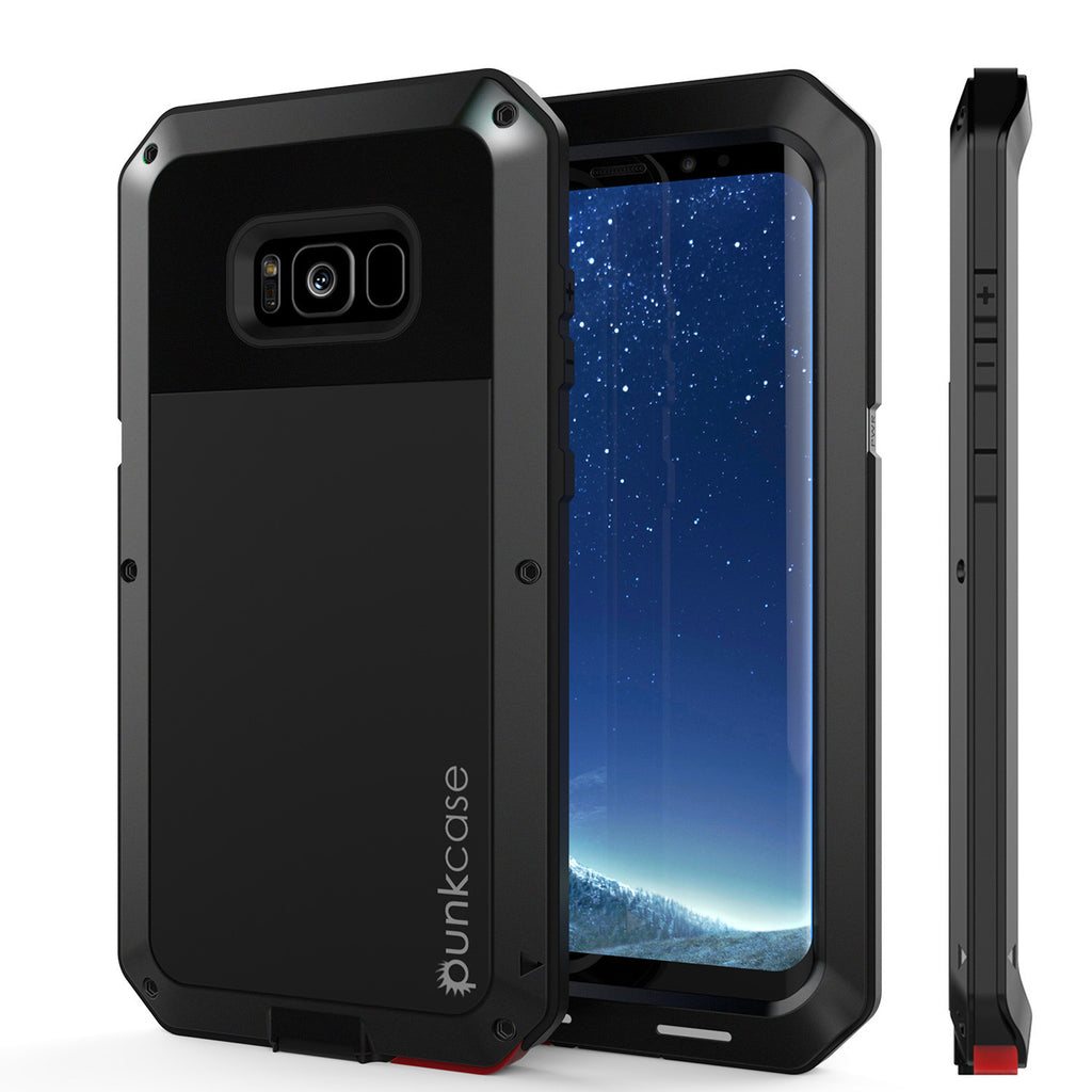 Galaxy S8 Case, PUNKcase Metallic Black Shockproof  Slim Metal Armor Case (Color in image: black)