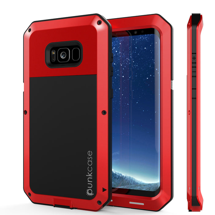 Galaxy S8  Case, PUNKcase Metallic Red Shockproof  Slim Metal Armor Case (Color in image: red)