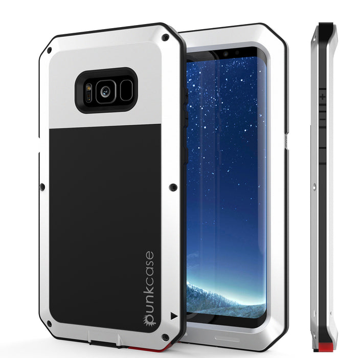 Galaxy S8+ Plus  Case, PUNKcase Metallic White Shockproof  Slim Metal Armor Case (Color in image: white)