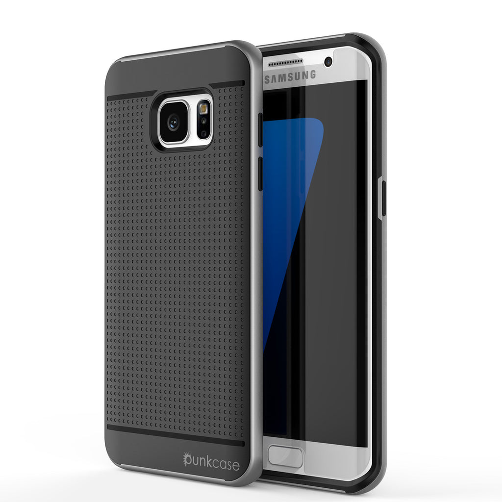 Galaxy S7 Edge Case, PunkCase STEALTH Silver Series Hybrid 3-Piece Shockproof Dual Layer Cover (Color in image: Silver)