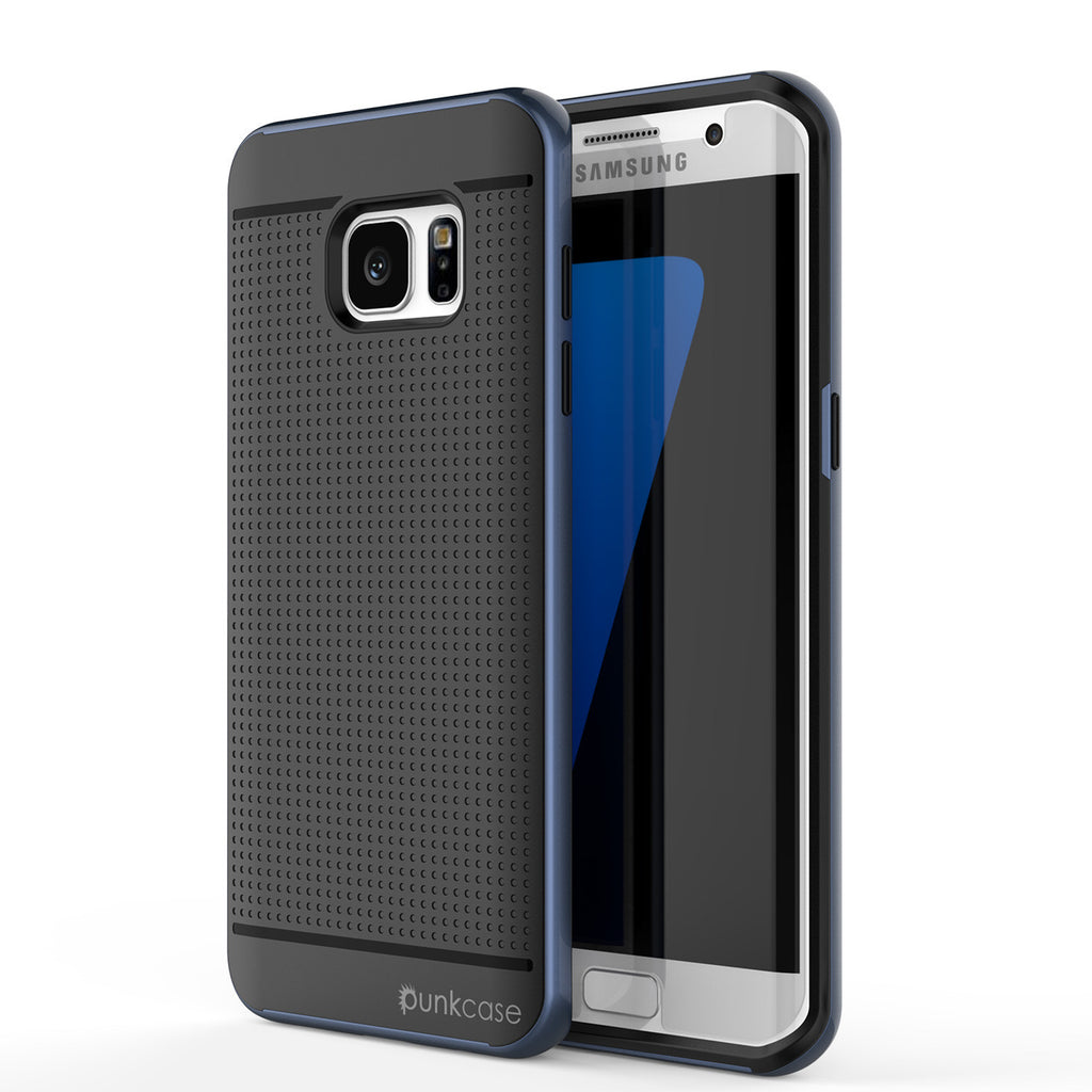 Galaxy S7 Edge Case, PunkCase STEALTH Navy Blue Series Hybrid 3-Piece Shockproof Dual Layer Cover (Color in image: Navy Blue)