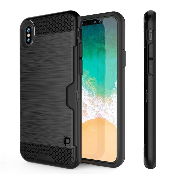 iPhone XR Case, PUNKcase [SLOT Series] Slim Fit Dual-Layer Armor Cover [Black] (Color in image: Black)