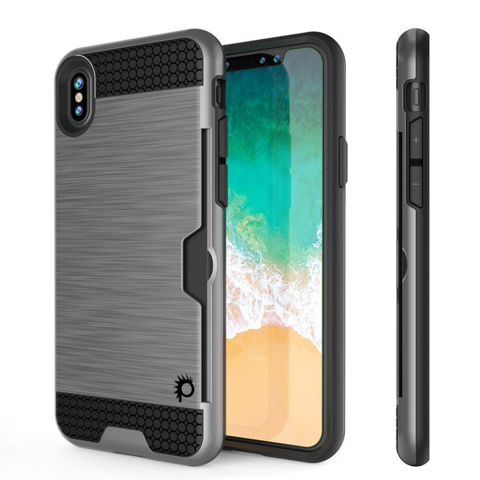 iPhone XR Case, PUNKcase [SLOT Series] Slim Fit Dual-Layer Armor Cover [Silver] (Color in image: Silver)