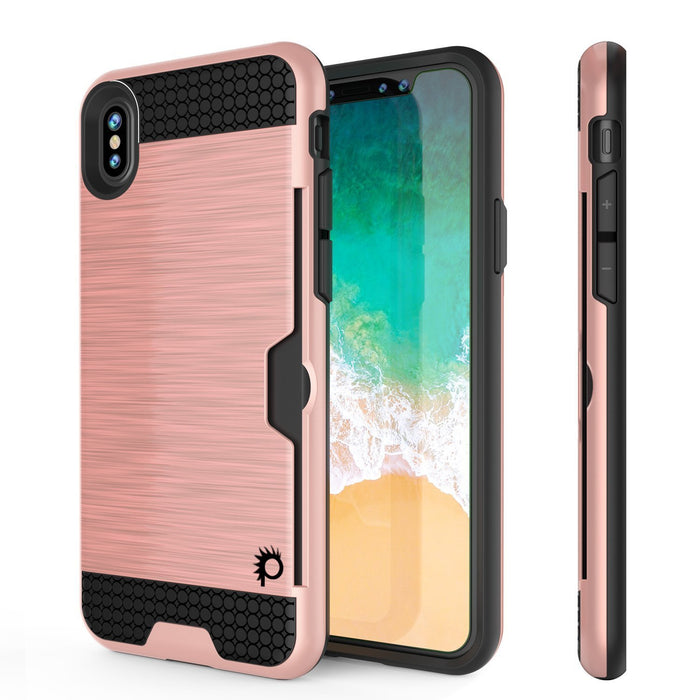 iPhone XR Case, PUNKcase [SLOT Series] Slim Fit Dual-Layer Armor Cover [Rose-Gold] (Color in image: Rose Gold)