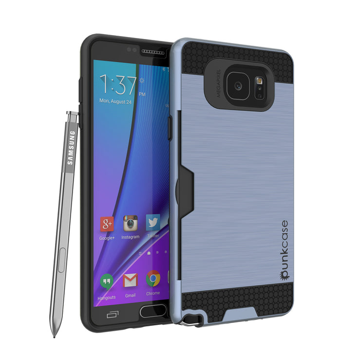 Galaxy Note 5 Case PunkCase SLOT Navy Series Slim Armor Soft Cover Case w/ Tempered Glass (Color in image: Navy)