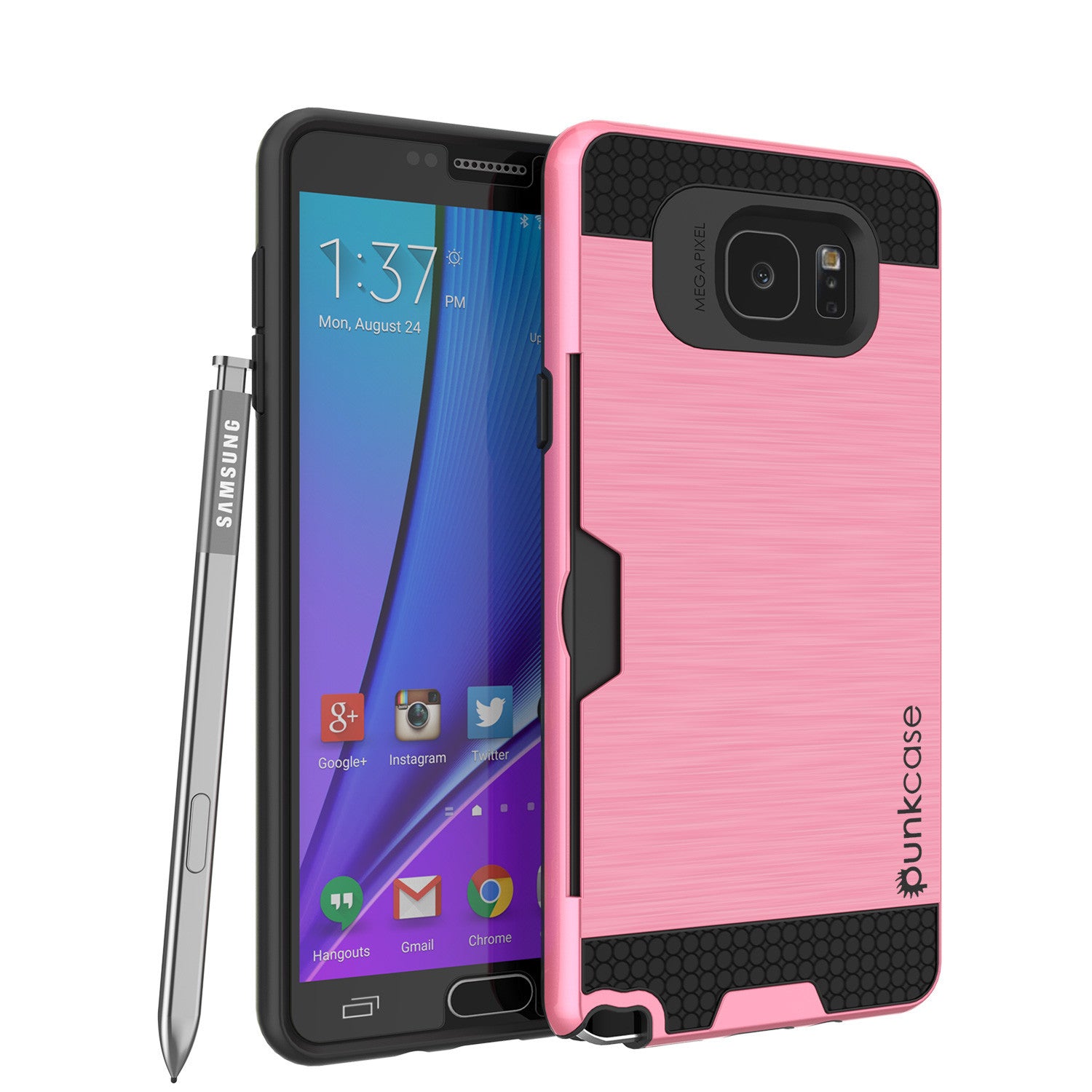 Galaxy Note 5 Case PunkCase SLOT Pink Series Slim Armor Soft Cover Case w/ Tempered Glass (Color in image: Pink)