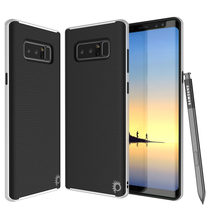 Galaxy Note 8 Case, PunkCase [Stealth Series] Hybrid 3-Piece Shockproof Dual Layer Cover [Non-Slip] [Soft TPU + PC Bumper] with PUNKSHIELD Screen Protector for Samsung Note 8 [White] (Color in image: White)