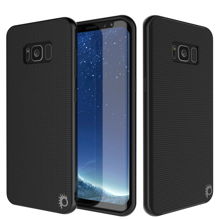 Galaxy S8 Case, PunkCase [Stealth Series] Hybrid 3-Piece Shockproof Dual Layer Cover [Non-Slip] [Soft TPU + PC Bumper] with PUNKSHIELD Screen Protector for Samsung S8 Edge [Black] (Color in image: Black)
