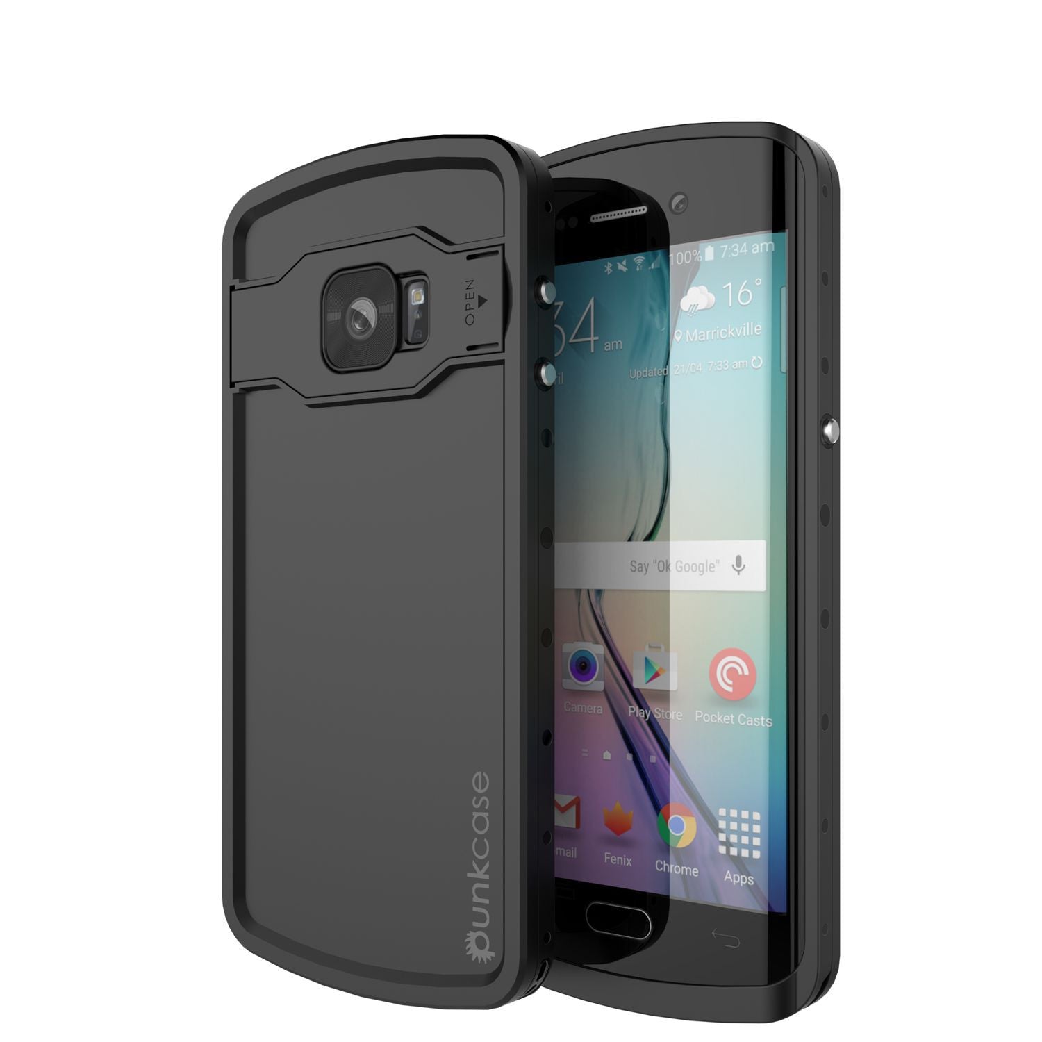 Galaxy S6 EDGE Plus Waterproof Case, Punkcase StudStar Black Shock/Dirt Proof | Lifetime Warranty (Color in image: black)