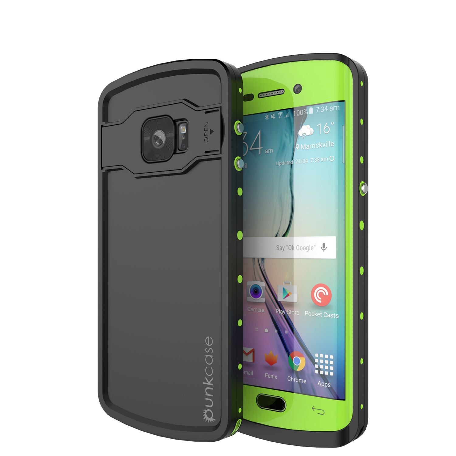 Galaxy s6 EDGE Plus Waterproof Case, Punkcase StudStar Light Green Series | Lifetime Warranty (Color in image: light green)