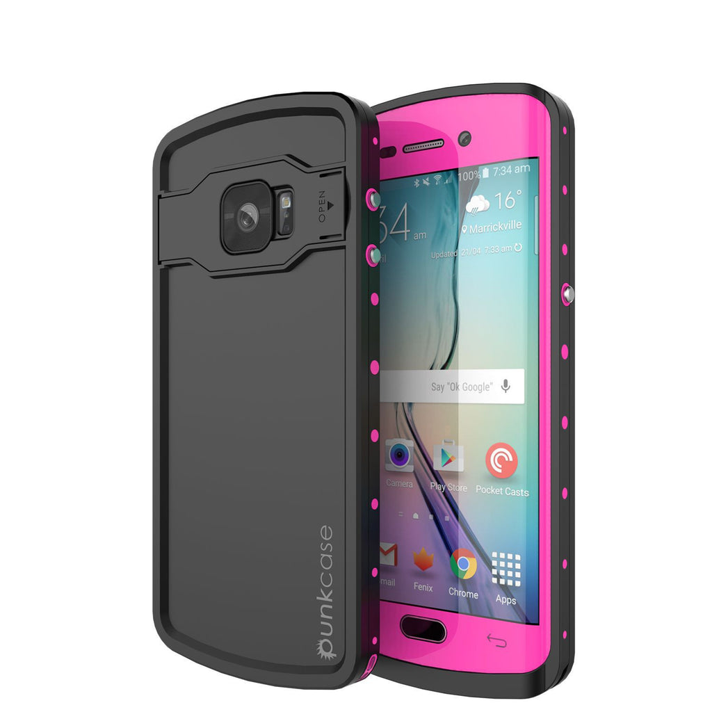 Galaxy s6 EDGE Plus Waterproof Case, Punkcase StudStar Pink Shock/DirtProof | Lifetime Warranty (Color in image: pink)