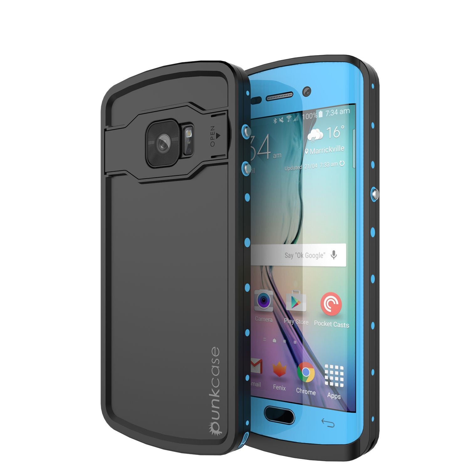 Galaxy s6 EDGE Plus Waterproof Case, Punkcase StudStar Light Blue Series | Lifetime Warranty (Color in image: light blue)
