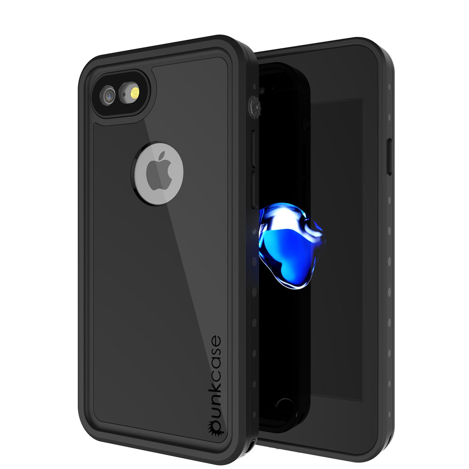 iPhone 7 Waterproof IP68 Case, Punkcase [Black] [StudStar Series] [Slim Fit] [Dirtproof] [Snowproof] (Color in image: black)