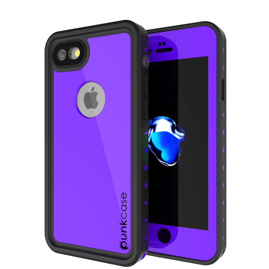 iPhone 7 Waterproof IP68 Case, Punkcase [Puple] [StudStar Series] [Slim Fit] [Dirtproof] [Snowproof] (Color in image: purple)