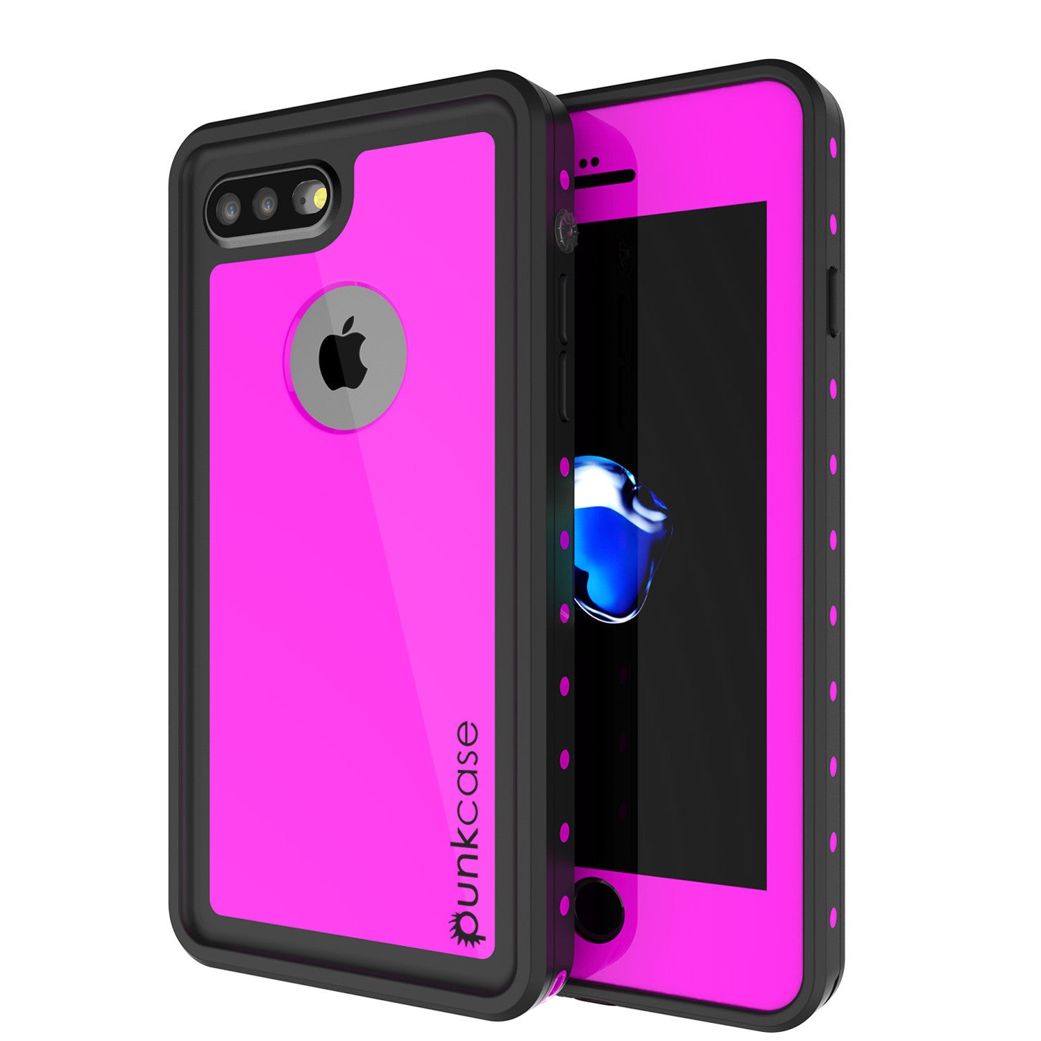 iPhone 7+ Plus Waterproof IP68 Case, Punkcase [Pink] [StudStar Series] [Slim Fit] [Dirtproof] (Color in image: pink)