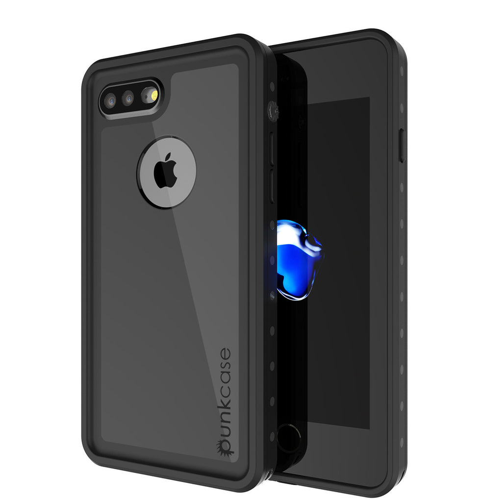 iPhone 7+ Plus Waterproof IP68 Case, Punkcase [Black] [StudStar Series] [Slim Fit] [Dirtproof] (Color in image: black)