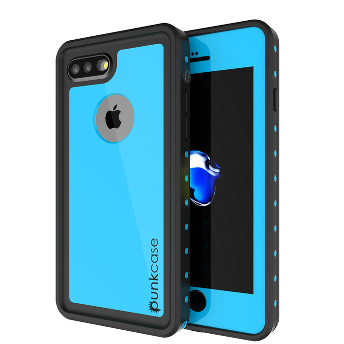 iPhone 7+ Plus Waterproof IP68 Case, Punkcase [Light Blue] [StudStar Series] [Slim Fit] [Dirtproof] (Color in image: light blue)