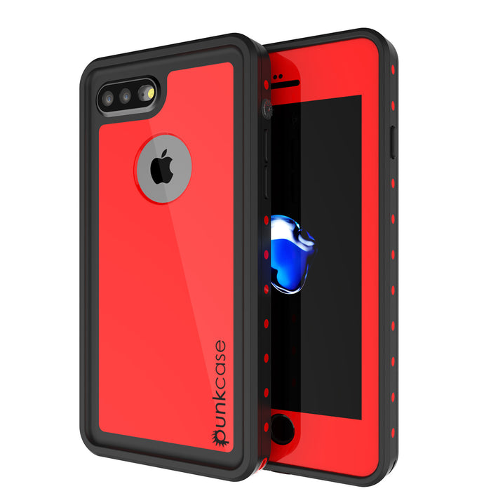 iPhone 8+ Plus Waterproof Case, Punkcase [StudStar Series] [Red] [Slim Fit] [Shockproof] [Dirtproof] [Snowproof] Armor Cover (Color in image: red)