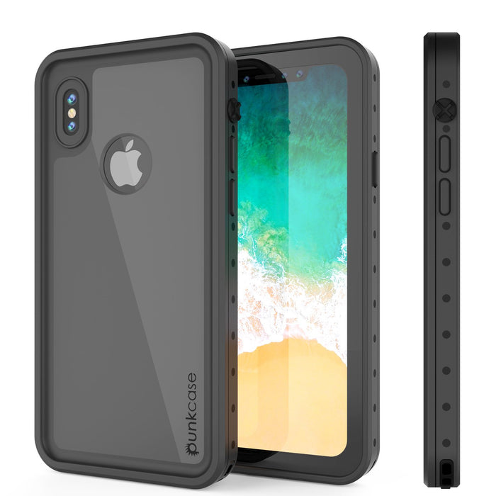 iPhone X Waterproof IP68 Case, Punkcase [Black] [StudStar Series] [Slim Fit] [Dirtproof] (Color in image: white)