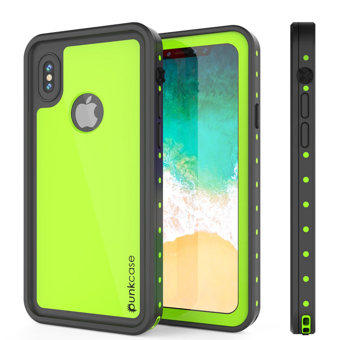 iPhone X Waterproof IP68 Case, Punkcase [Light green] [StudStar Series] [Slim Fit] [Dirtproof] (Color in image: white)