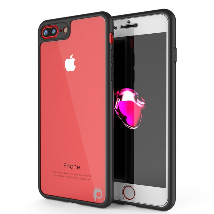 iPhone 8+ Plus Case, Punkcase [MASK Series] [BLACK] Full Body Hybrid Dual Layer TPU Cover W/ protective Tempered Glass Screen Protector (Color in image: black)