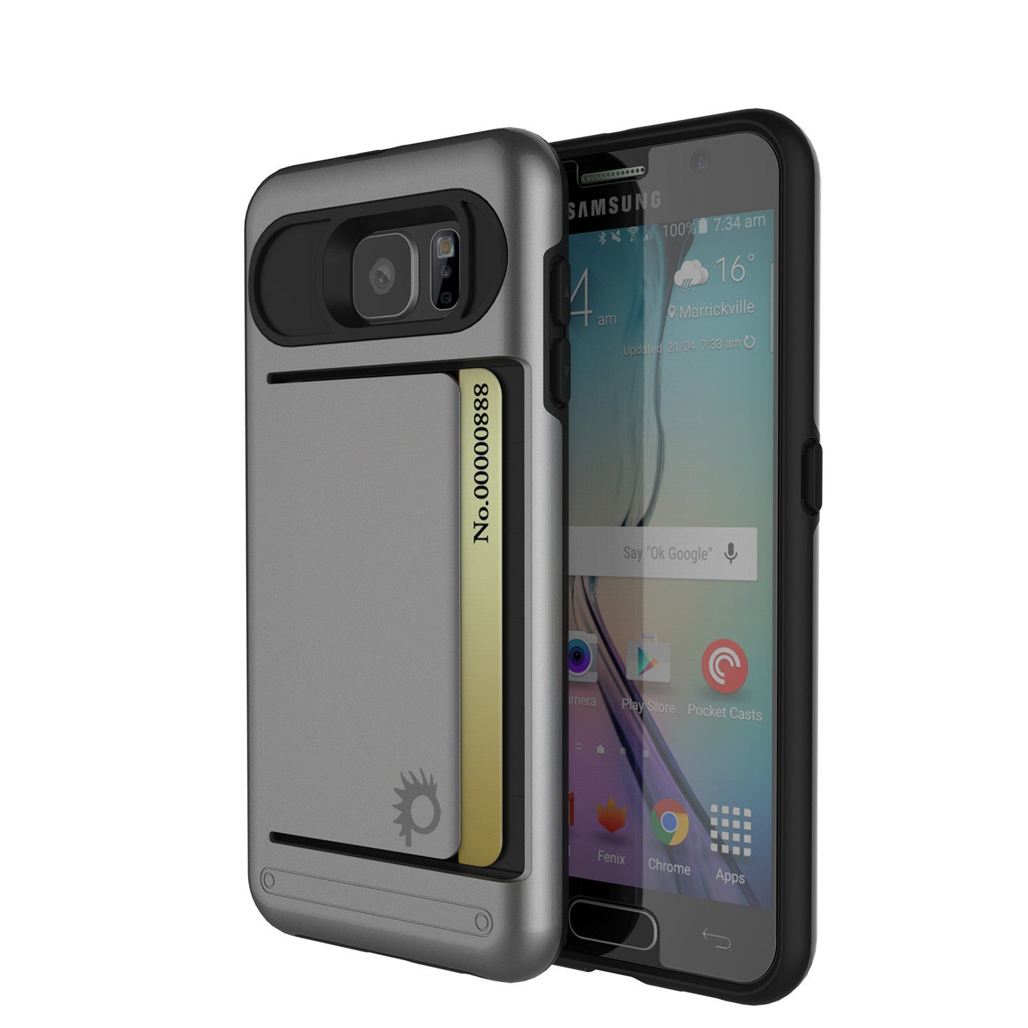 Galaxy s6 Case PunkCase CLUTCH Grey Series Slim Armor Soft Cover Case w/ Tempered Glass (Color in image: Grey)