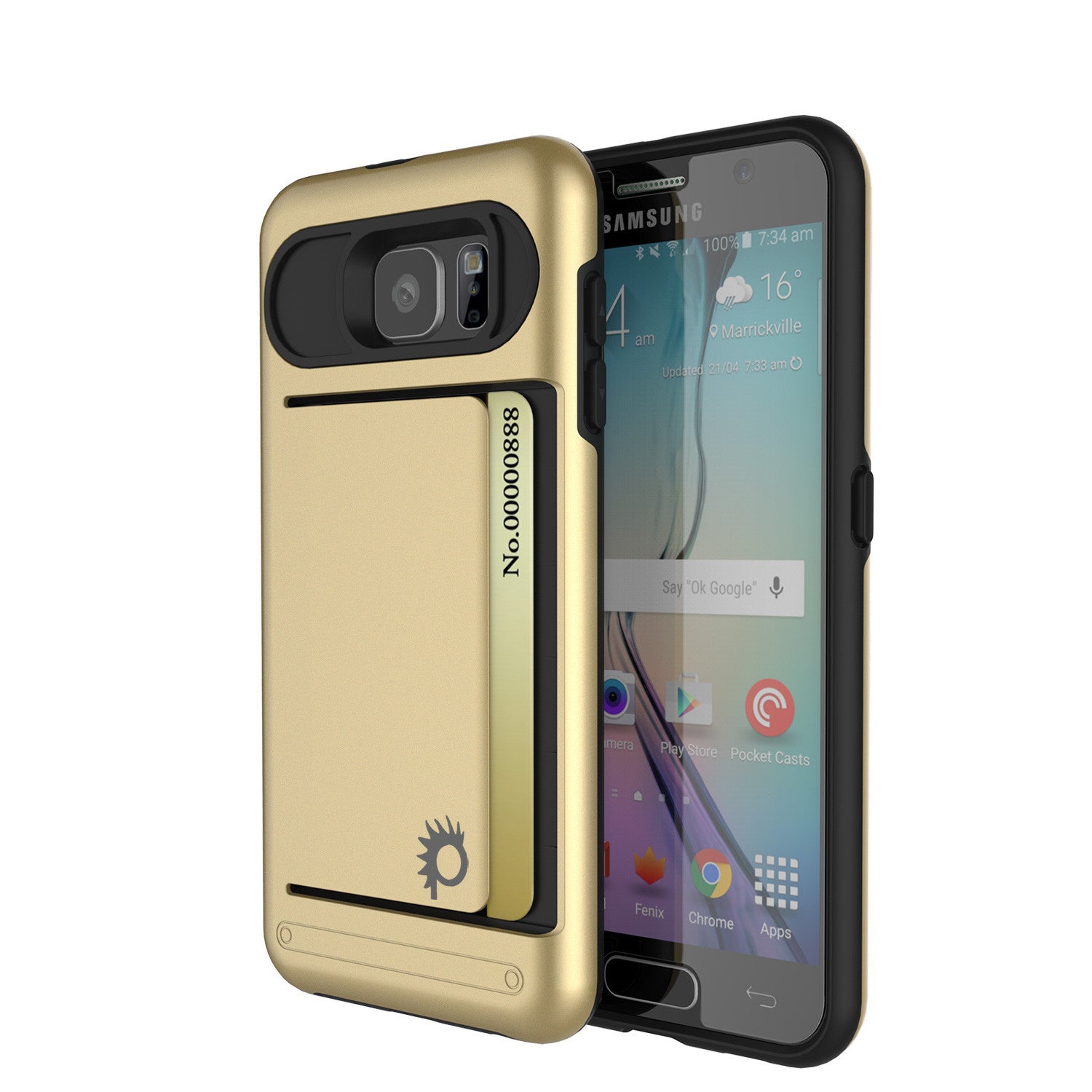 Galaxy s6 Case PunkCase CLUTCH Gold Series Slim Armor Soft Cover Case w/ Tempered Glass (Color in image: Gold)