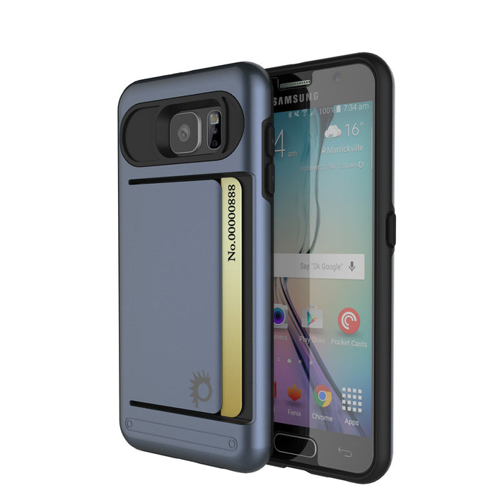 Galaxy s6 Case PunkCase CLUTCH Navy Series Slim Armor Soft Cover Case w/ Tempered Glass (Color in image: Navy)