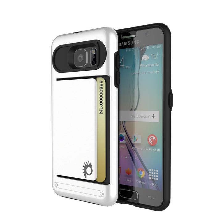 Galaxy S6 EDGE Case PunkCase CLUTCH White Series Slim Armor Soft Cover Case w/ Screen Protector (Color in image: White)
