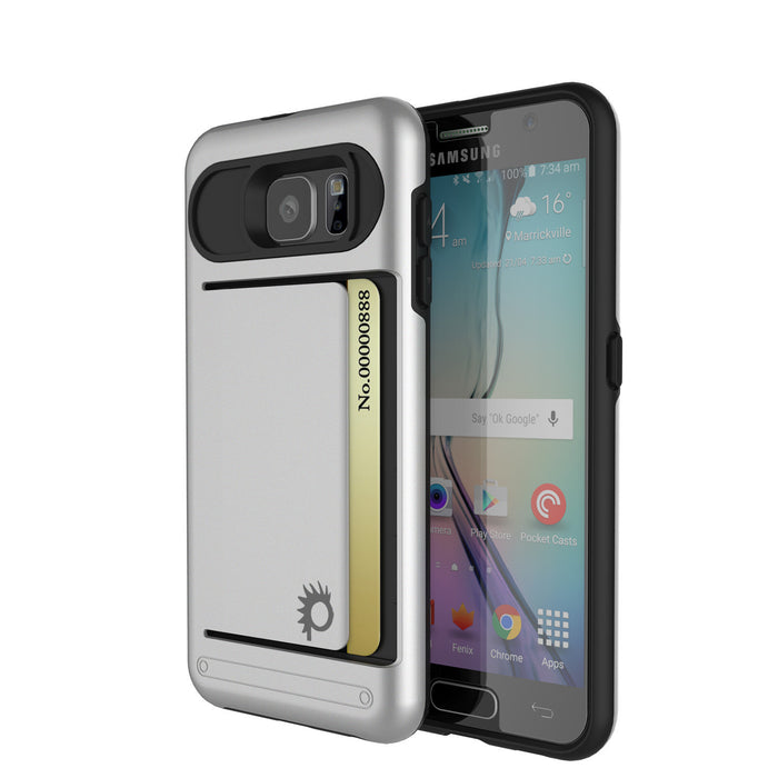 Galaxy s6 Case PunkCase CLUTCH Silver Series Slim Armor Soft Cover Case w/ Tempered Glass (Color in image: Silver)