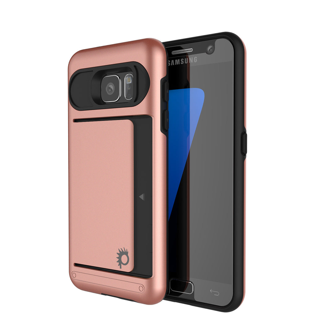 Galaxy s7 Case PunkCase CLUTCH Rose Gold Series Slim Armor Soft Cover Case w/ Tempered Glass (Color in image: Rose)
