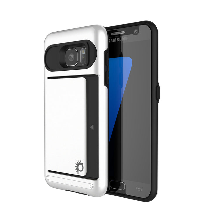Galaxy s7 Case PunkCase CLUTCH White Series Slim Armor Soft Cover Case w/ Tempered Glass (Color in image: White)
