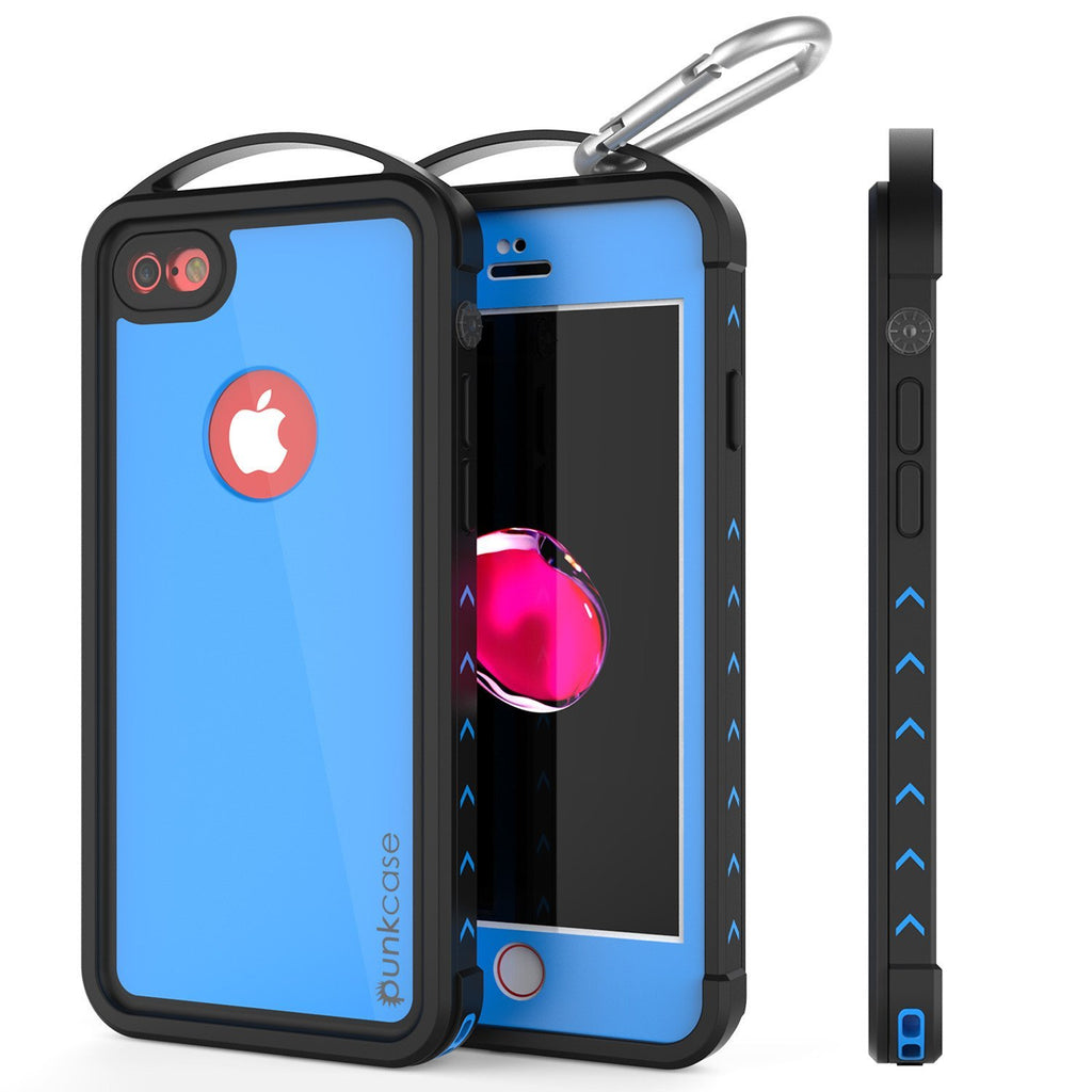 iPhone 8 Waterproof Case, Punkcase ALPINE Series, Light Blue | Heavy Duty Armor Cover (Color in image: light blue)