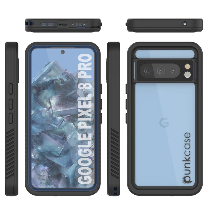 Google Pixel 8 Pro Waterproof Case, Punkcase [Extreme Series] Armor Cover W/ Built In Screen Protector [Navy Blue]