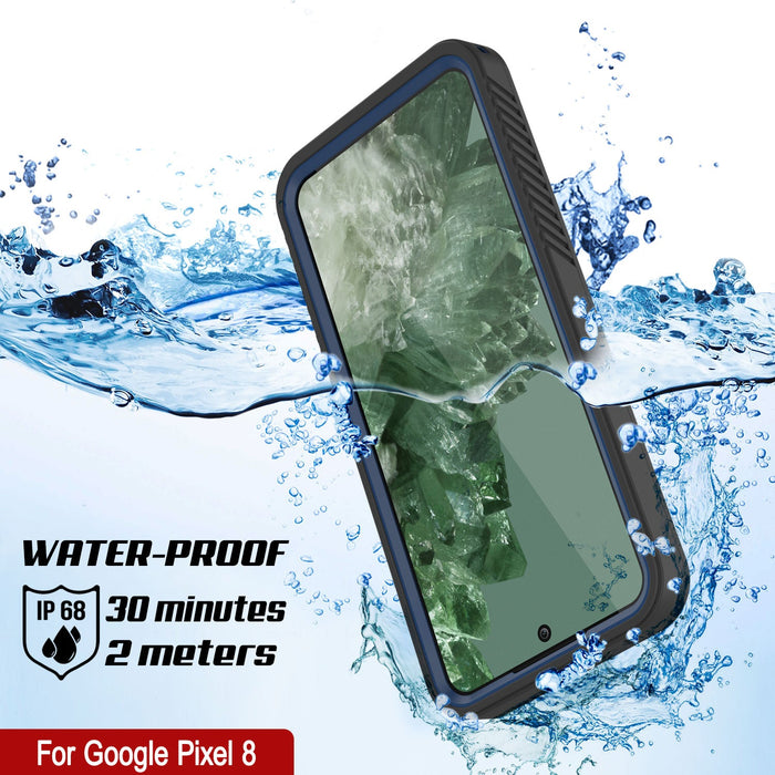 Google Pixel 8  Waterproof Case, Punkcase [Extreme Series] Armor Cover W/ Built In Screen Protector [Navy Blue]