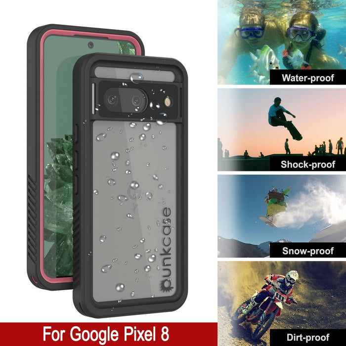 Google Pixel 8  Waterproof Case, Punkcase [Extreme Series] Armor Cover W/ Built In Screen Protector [Pink]