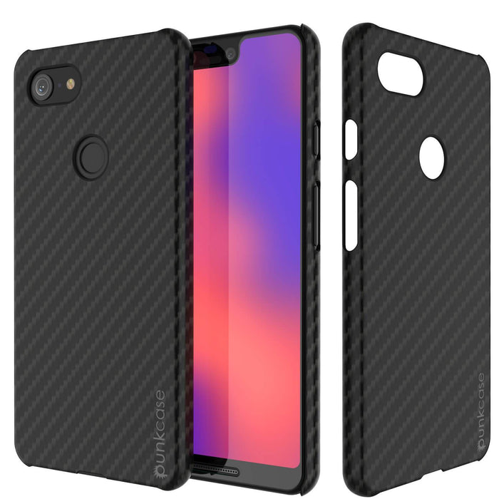 Google Pixel 3 XL CarbonShield Heavy Duty & Ultra Thin 2  Leather Cover (Color in image: Black)