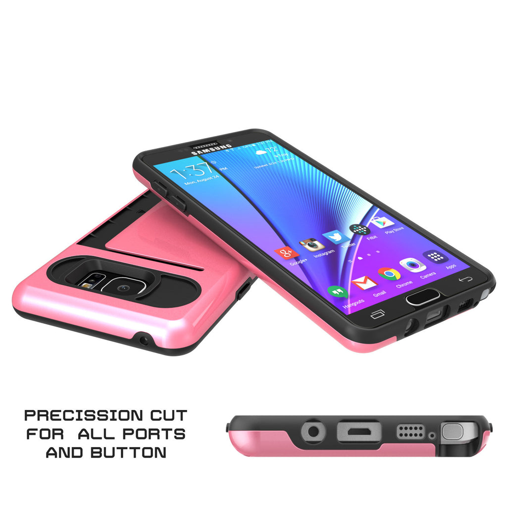 Galaxy Note 5 Case PunkCase CLUTCH Pink Series Slim Armor Soft Cover Case w/ Tempered Glass (Color in image: White)