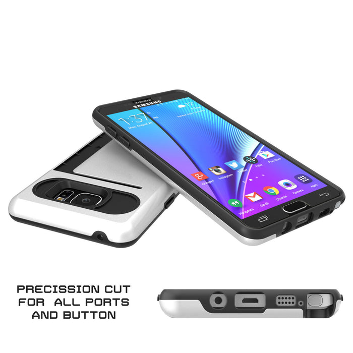 Galaxy Note 5 Case PunkCase CLUTCH White Series Slim Armor Soft Cover Case w/ Tempered Glass (Color in image: Grey)
