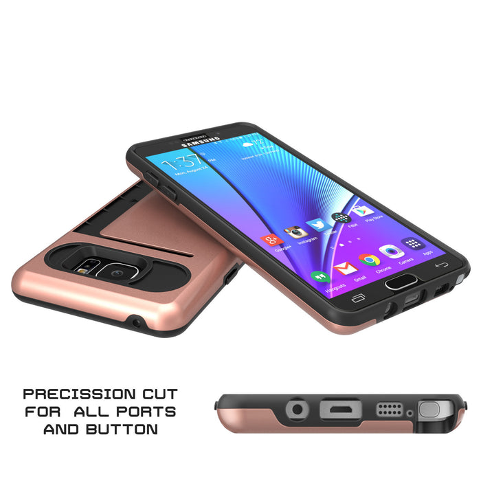 Galaxy Note 5 Case PunkCase CLUTCH Rose Gold Series Slim Armor Soft Cover Case w/ Tempered Glass (Color in image: Silver)