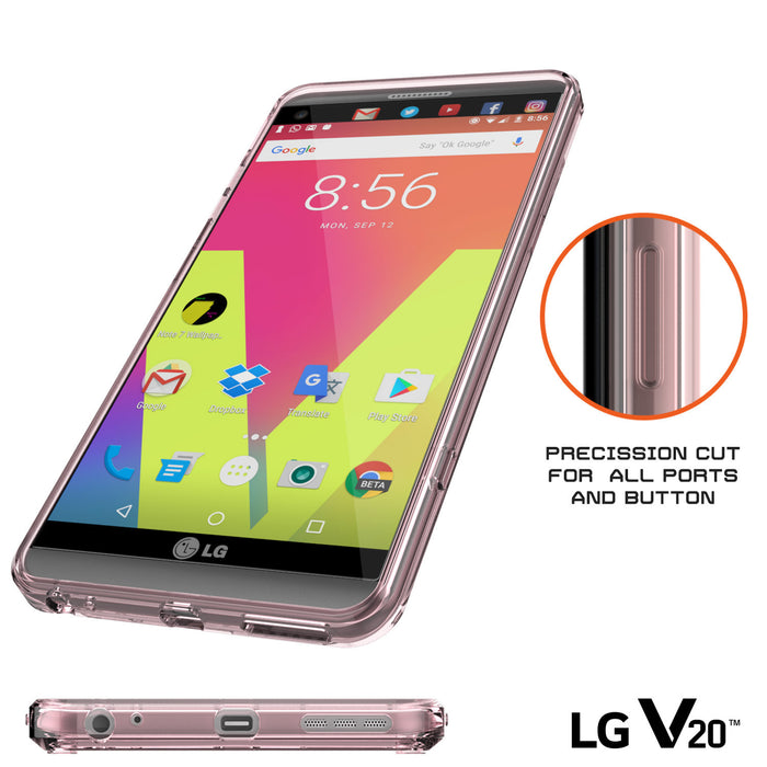 LG v20 Case Punkcase® LUCID 2.0 Crystal Pink Series w/ PUNK SHIELD Glass Screen Protector | Ultra Fit (Color in image: clear)