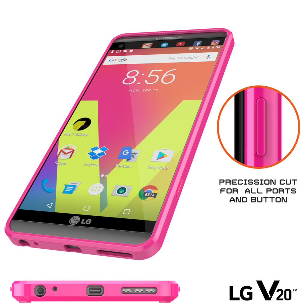 LG v20 Case Punkcase® LUCID 2.0 Pink Series w/ PUNK SHIELD Glass Screen Protector | Ultra Fit (Color in image: clear)